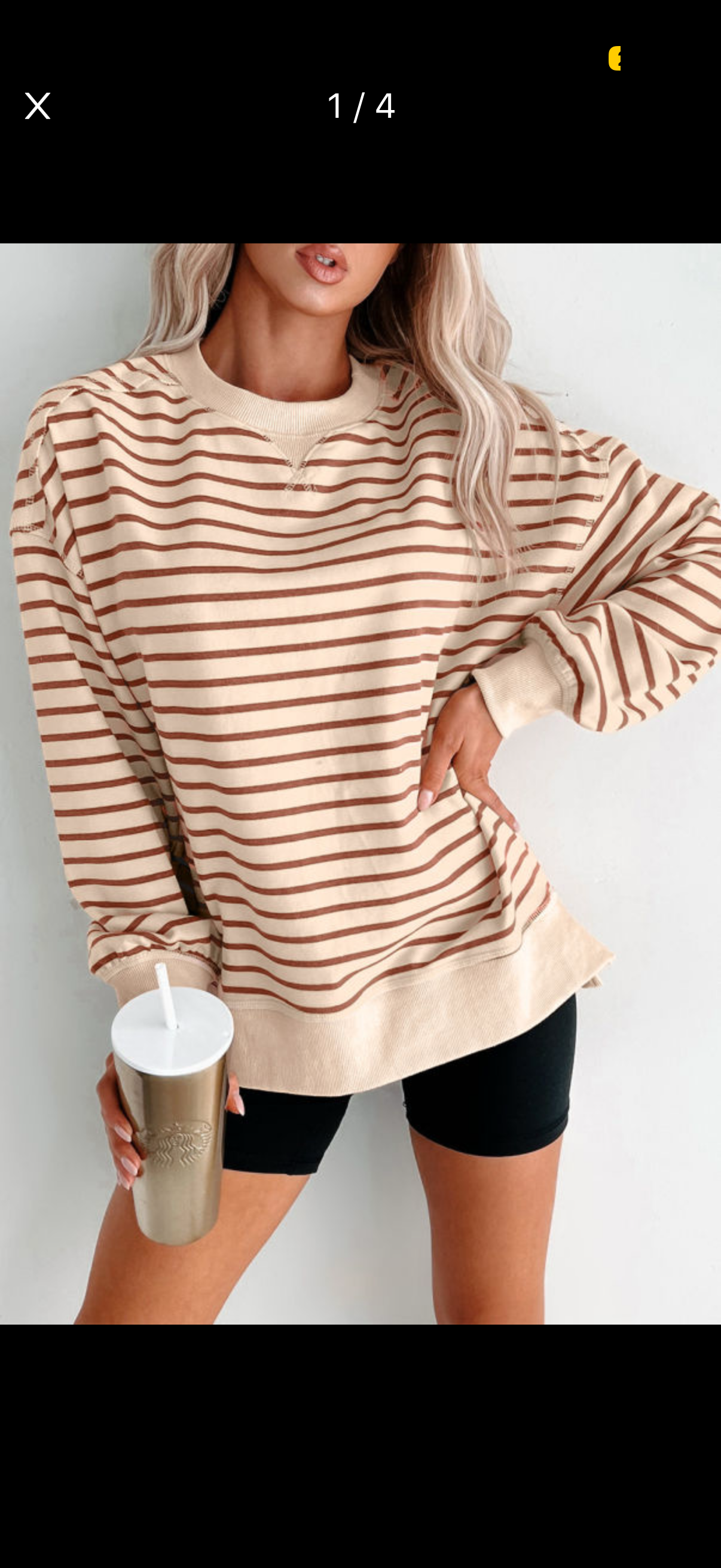 Khaki Stripe Ribbed Sweatshirt